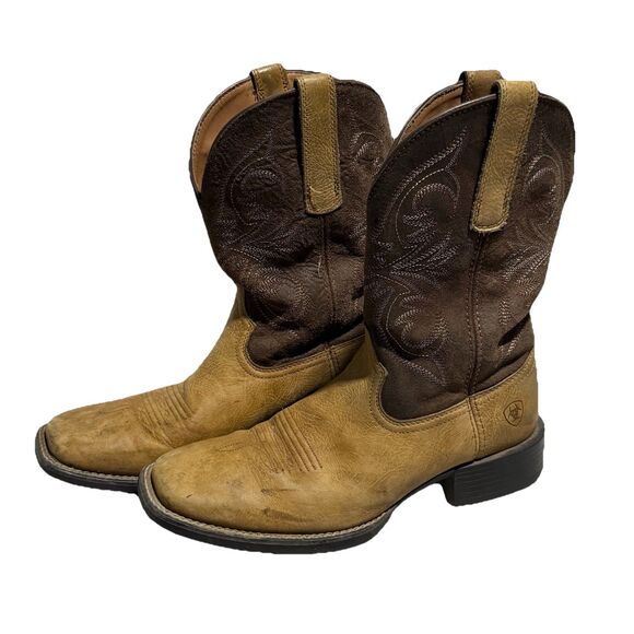 Ariat Men's Sport Pardner Matte Tan Brown Square Toe Cowboy Boots Size 7.5 - Picture 2 of 10